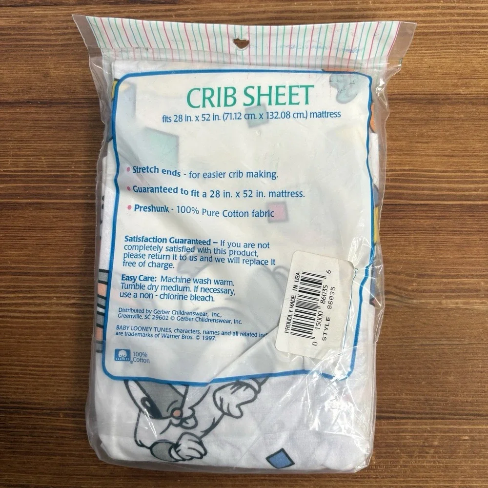 Vintage 1997 Baby Looney Tunes Sylvester Crib Sheet NOS Sealed 100% Cotton